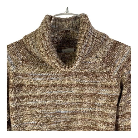 Columbia Women's Size M Brown Cream Tweed Turtle Neck Long Sleeve Sweater - Picture 3 of 10